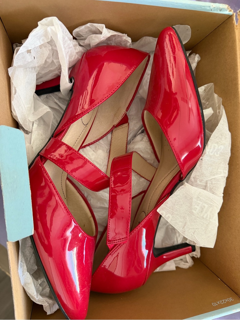 Life Stride Red Patent Pointed-Toe Mary Jane Flats with Strap - Picture 2 of 4